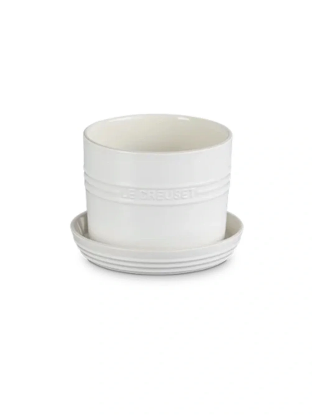 NWT Le Creuset Matte White Stoneware Planter with Saucer